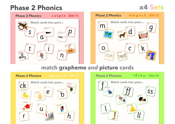 Phase 2 grapheme/picture match (x4 Sets)