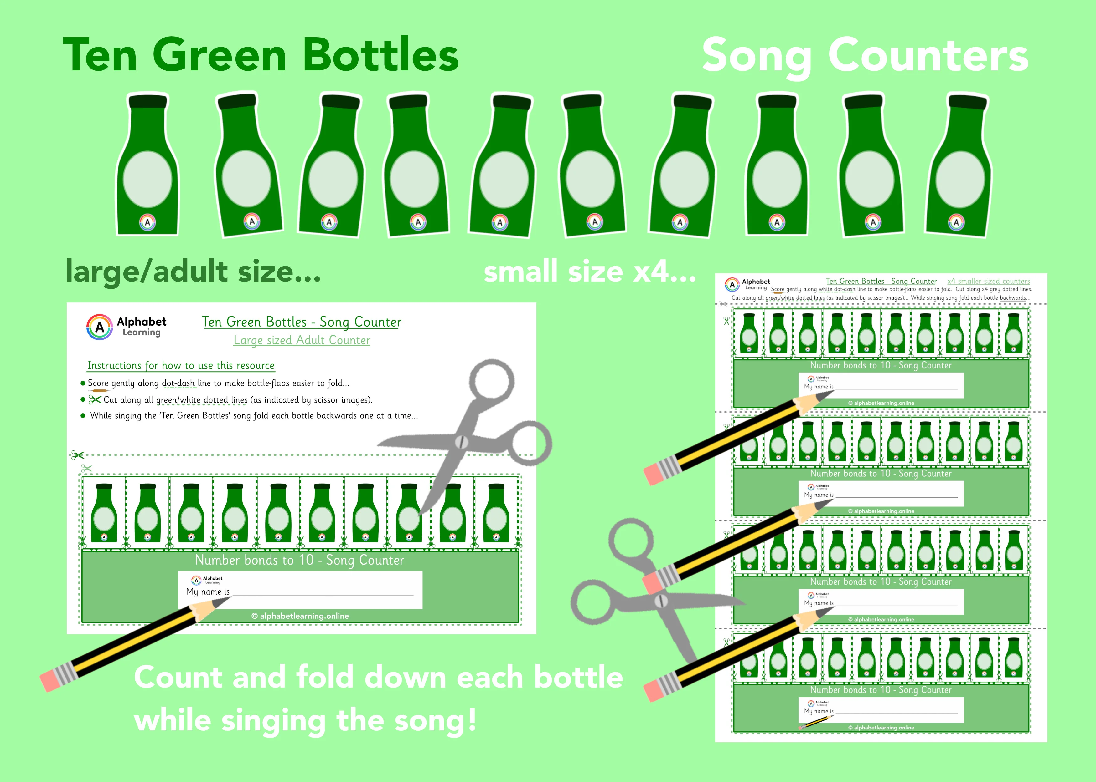 Ten Green Bottles - Song Counters (x2 sizes)