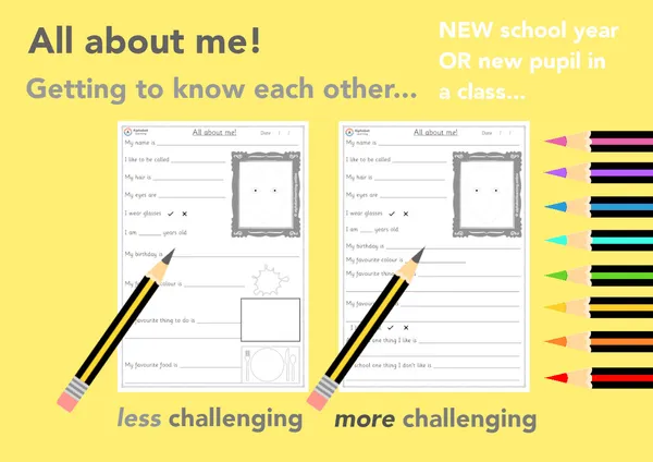 Writing 'All about me' Getting to know you in a new class!