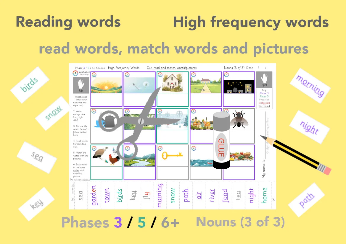 Reading High Frequency words - Nouns (Set 3 of 3)