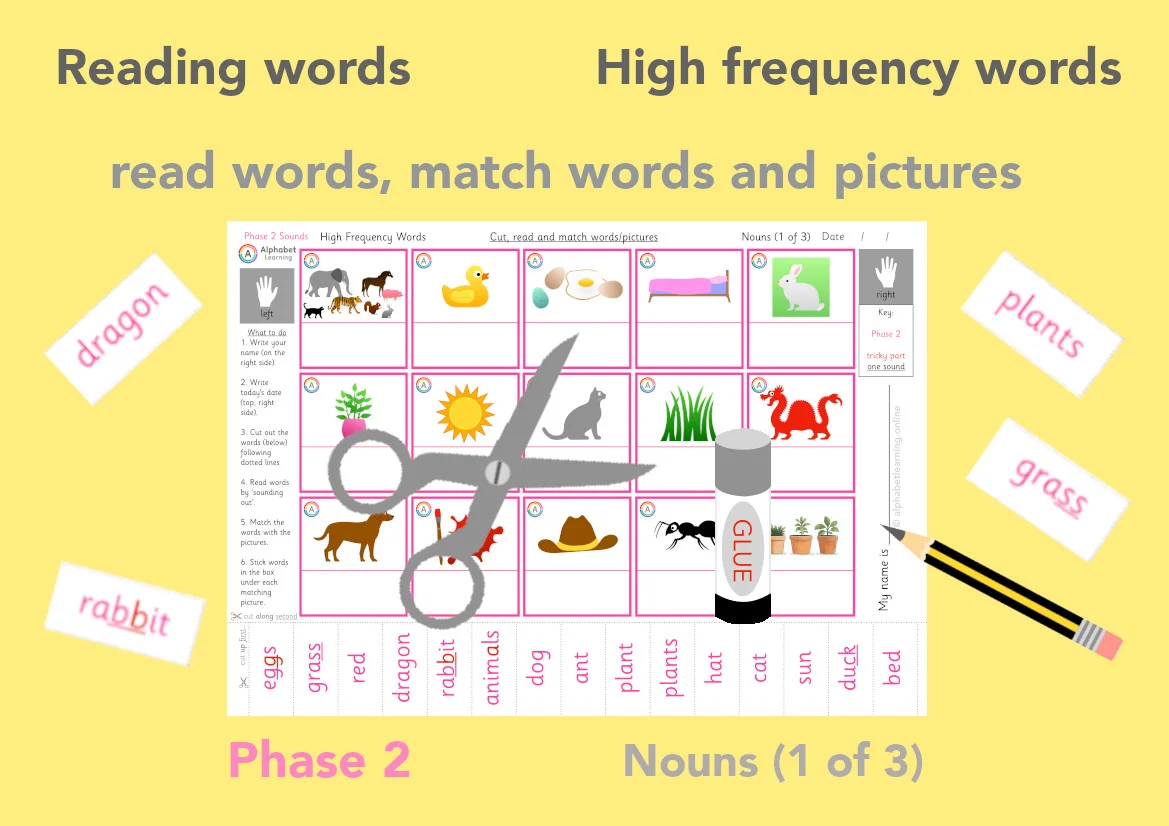Reading High Frequency words - Nouns (Set 1 of 3)