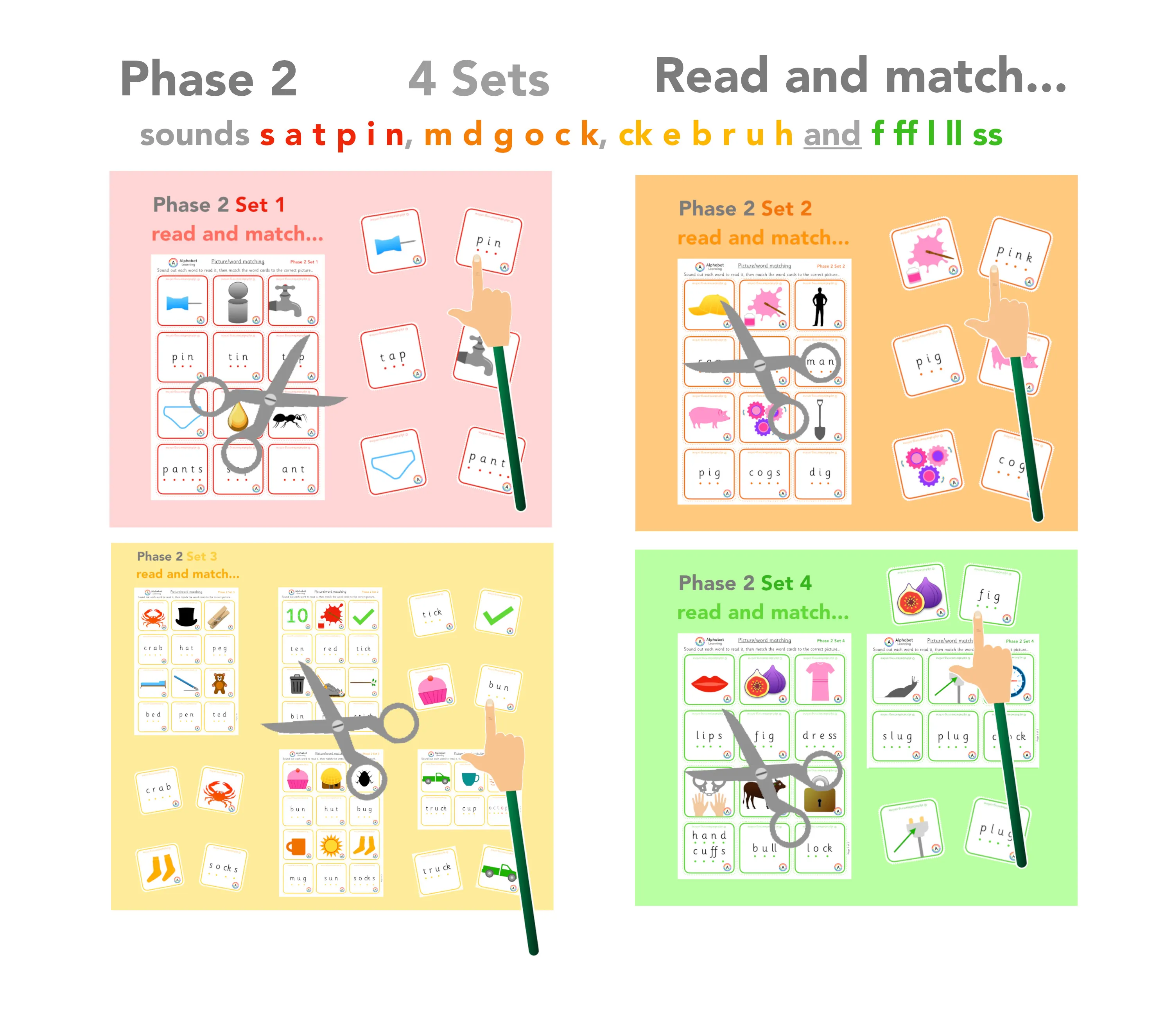 Phase 2 picture word/picture cards to read/match main preview