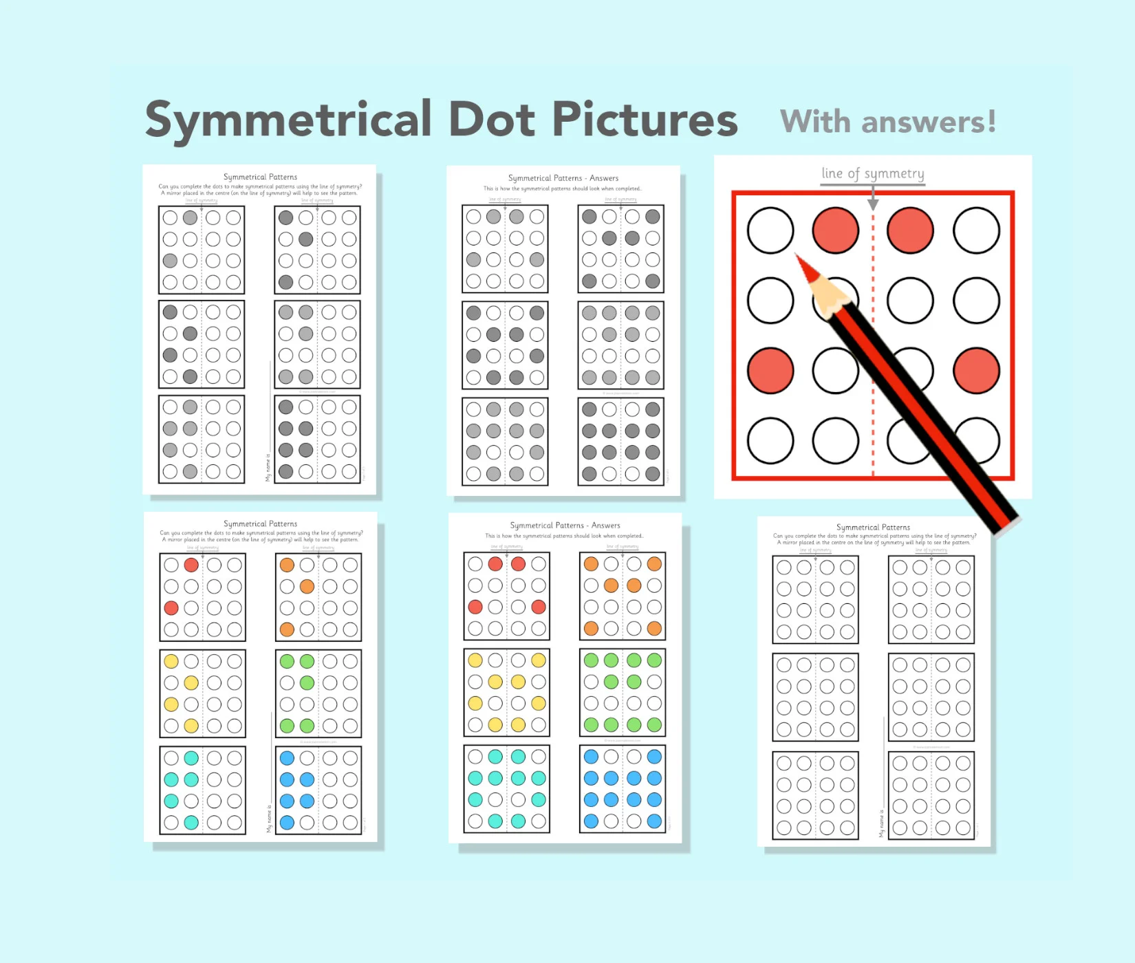 Symmetrical spot patterns - Line of symmetry