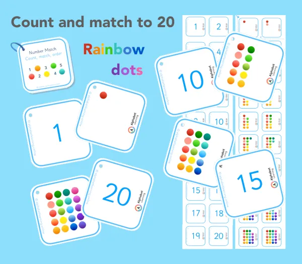 Number Matching 1 - 20 - Rainbow Dots