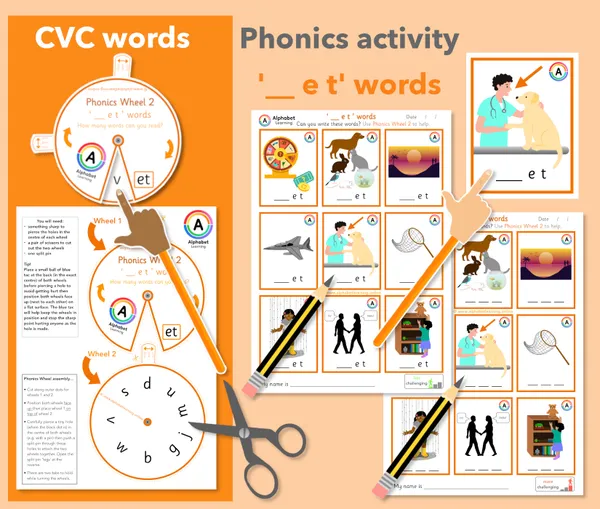 Phonics Wheel CVC '-et' Words