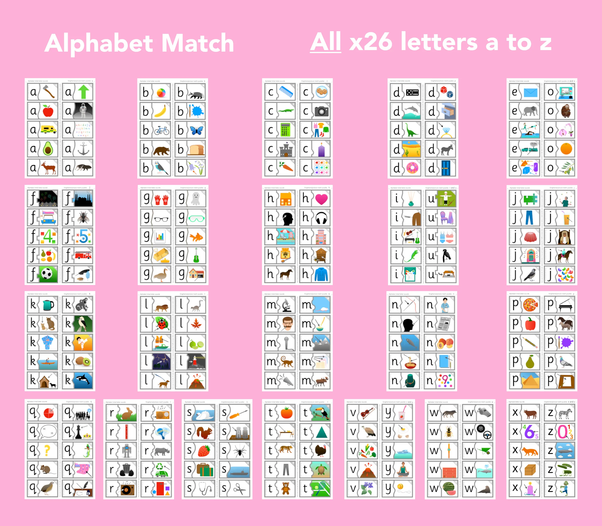 Alphabet match ALL x26 letters (grey set)