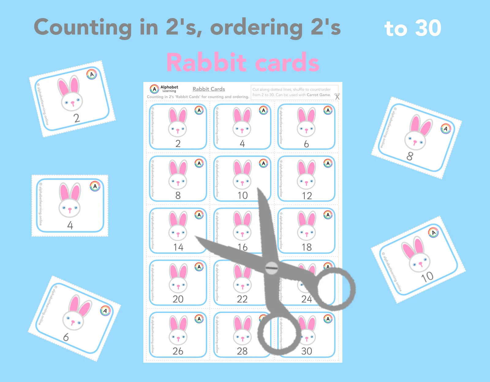 Counting in 2s Rabbit cards Count/order to 30