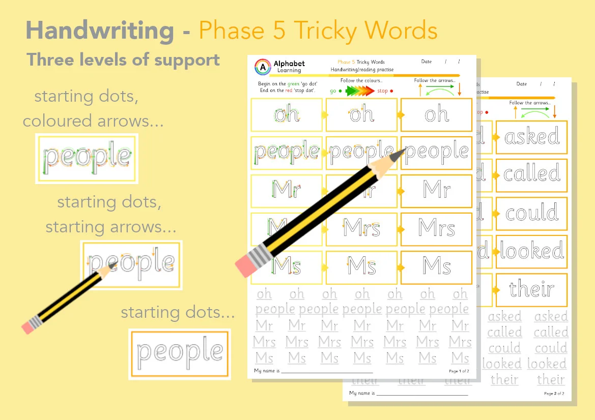 Handwriting Phase 5 ‘Tricky Words’