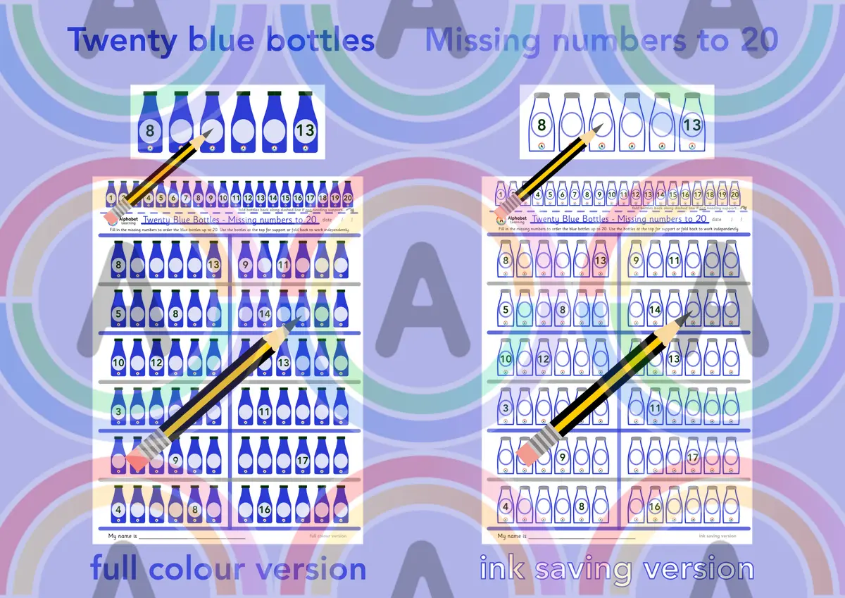 Missing numbers to 20 - Twenty Blue Bottles main preview