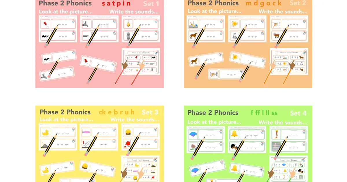 Phase 2 Writing CVC words (x4 sets) | Alphabet Learning