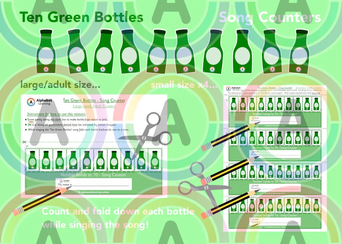 Ten Green Bottles - Song Counters (x2 sizes) main preview