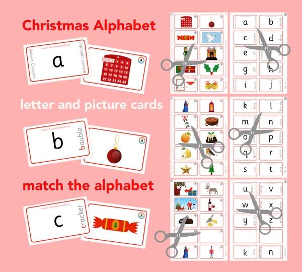 Christmas Alphabet picture/grapheme cards to match (Single-sided)