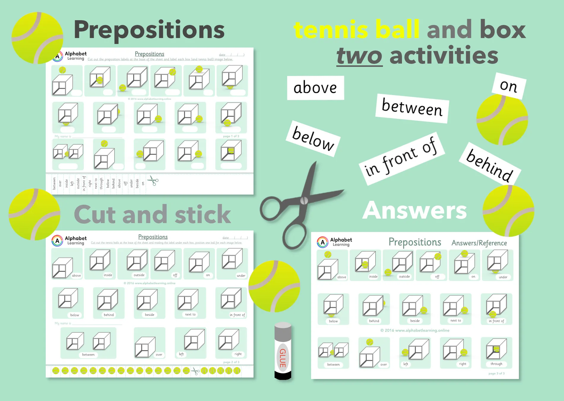 Prepositions x2 Cut/Stick Activities with Answers main preview