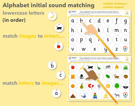 Alphabet Matching Lowercase letters with initial sounds Phonics activity mats additional preview 2