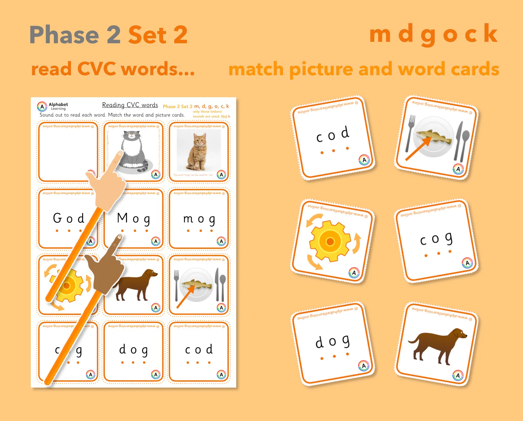 Phase 2 Phonics CVC Word & Picture Matching Cards (Set 2) main preview