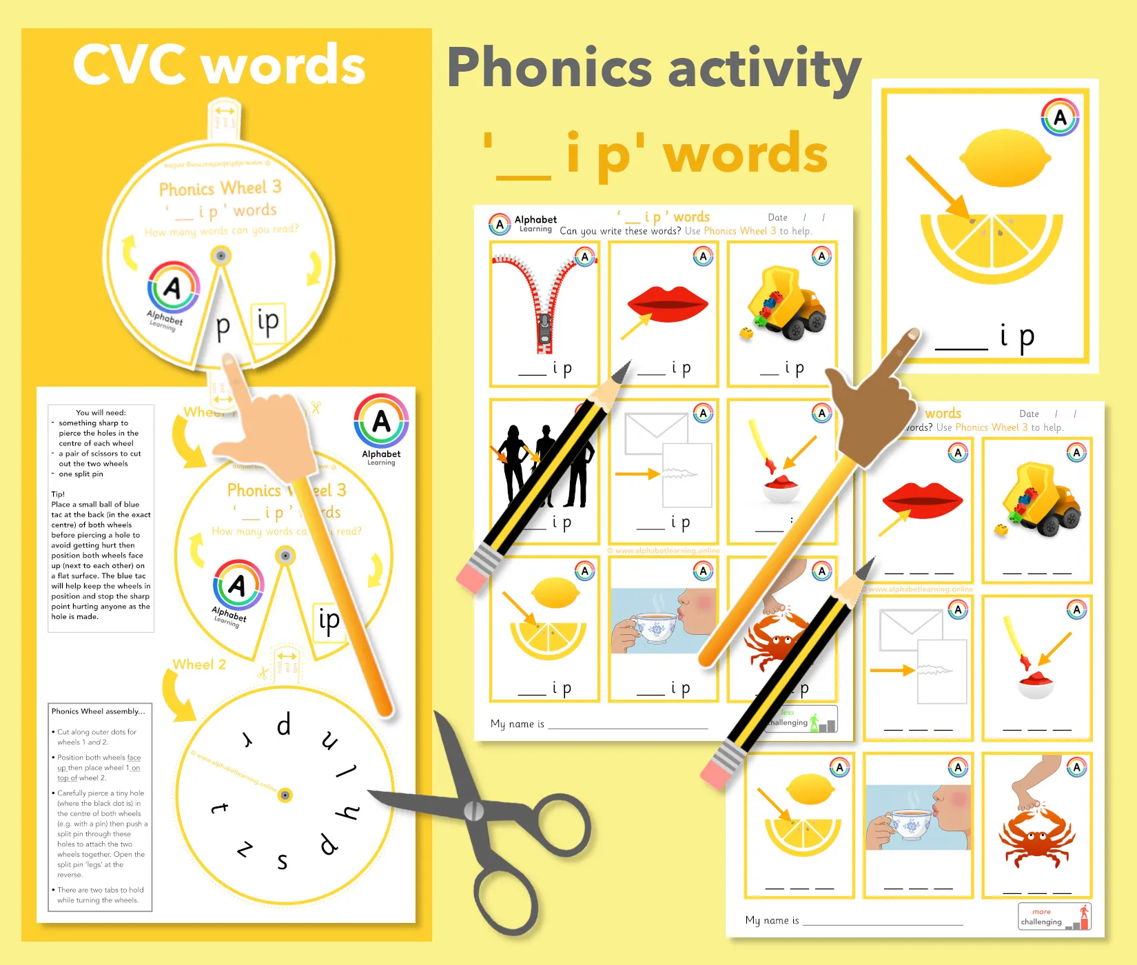 Phonics Wheel CVC '-ip' Words main preview