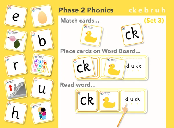 ck e u r h b Phase 2 match and reading words (Set 3 of 4)