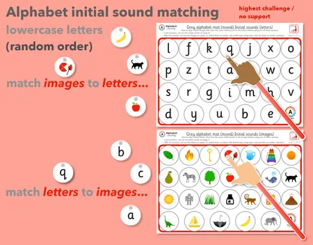 Alphabet Matching Lowercase letters with initial sounds Phonics activity mats additional preview 4