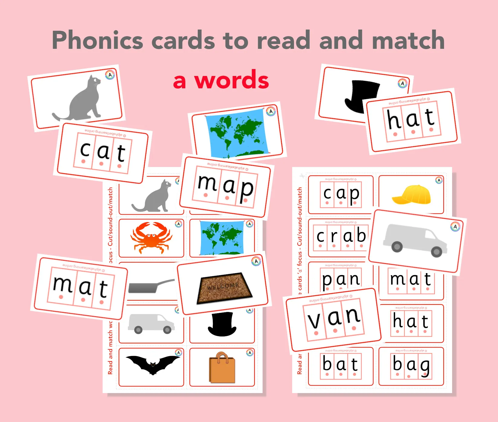 Word/picture cards - Read/match The 'a' sound main preview