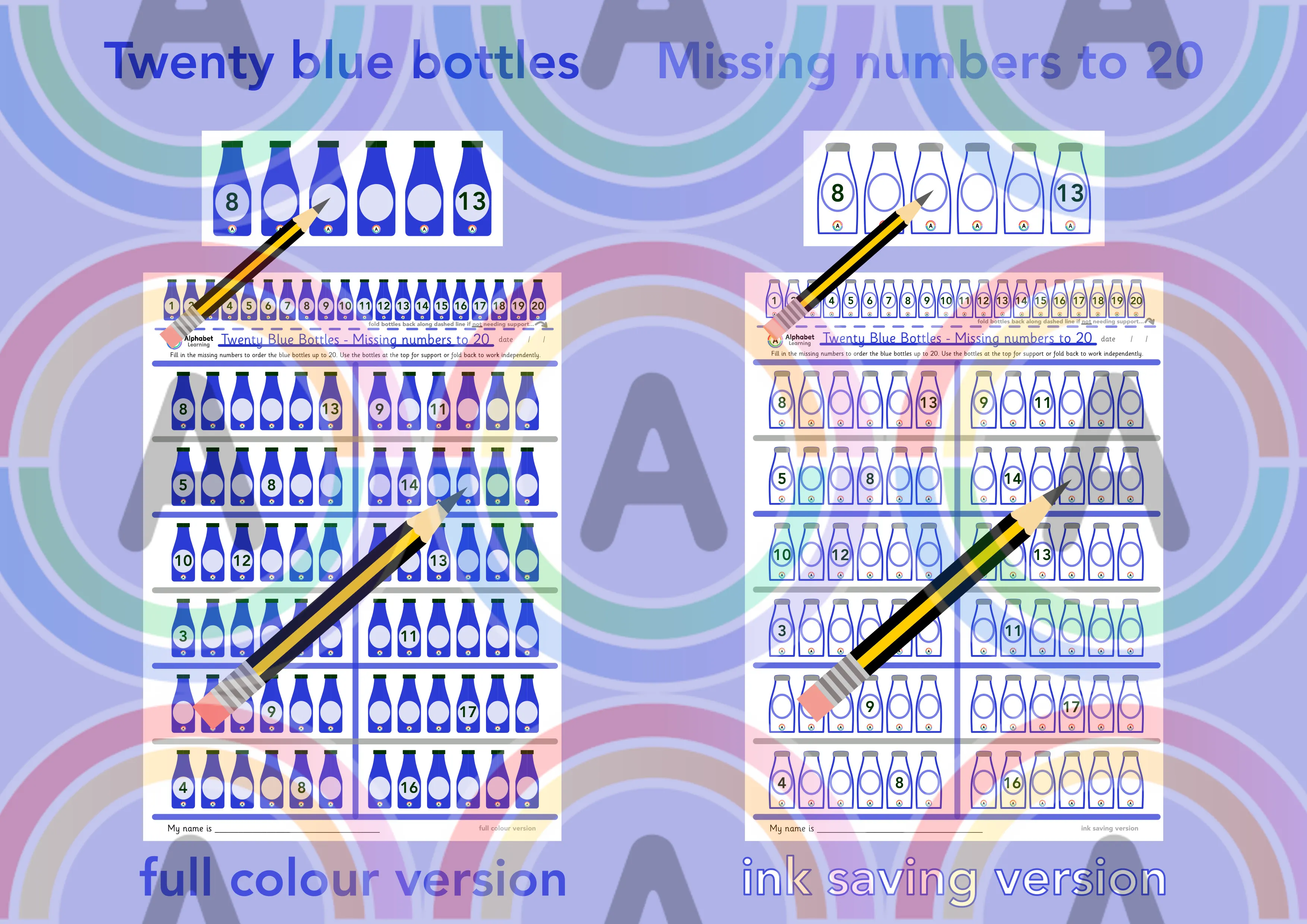 Missing numbers to 20 - Twenty Blue Bottles main preview