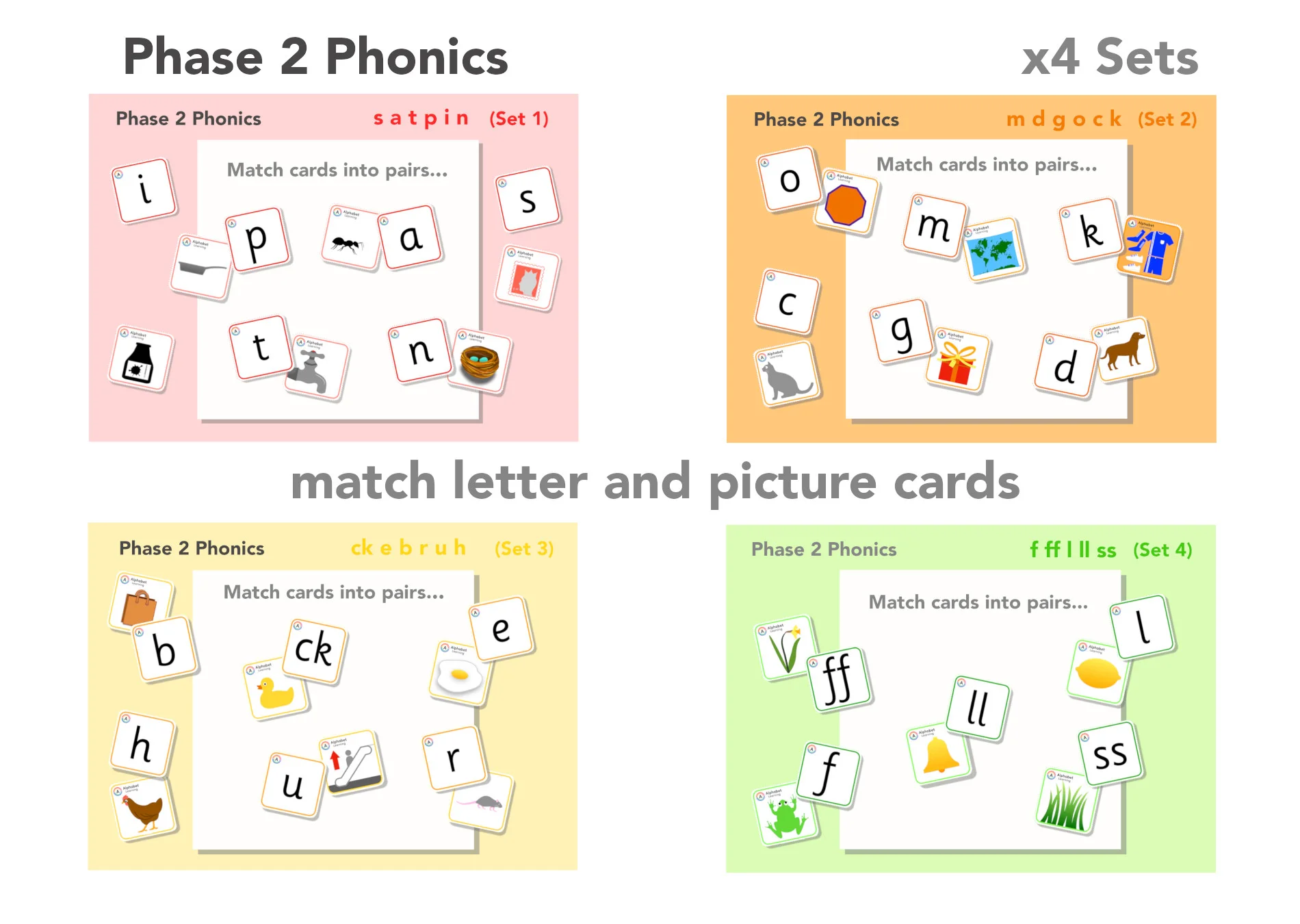 Phase 2 Letter/picture match cards (with answers) Whole Set