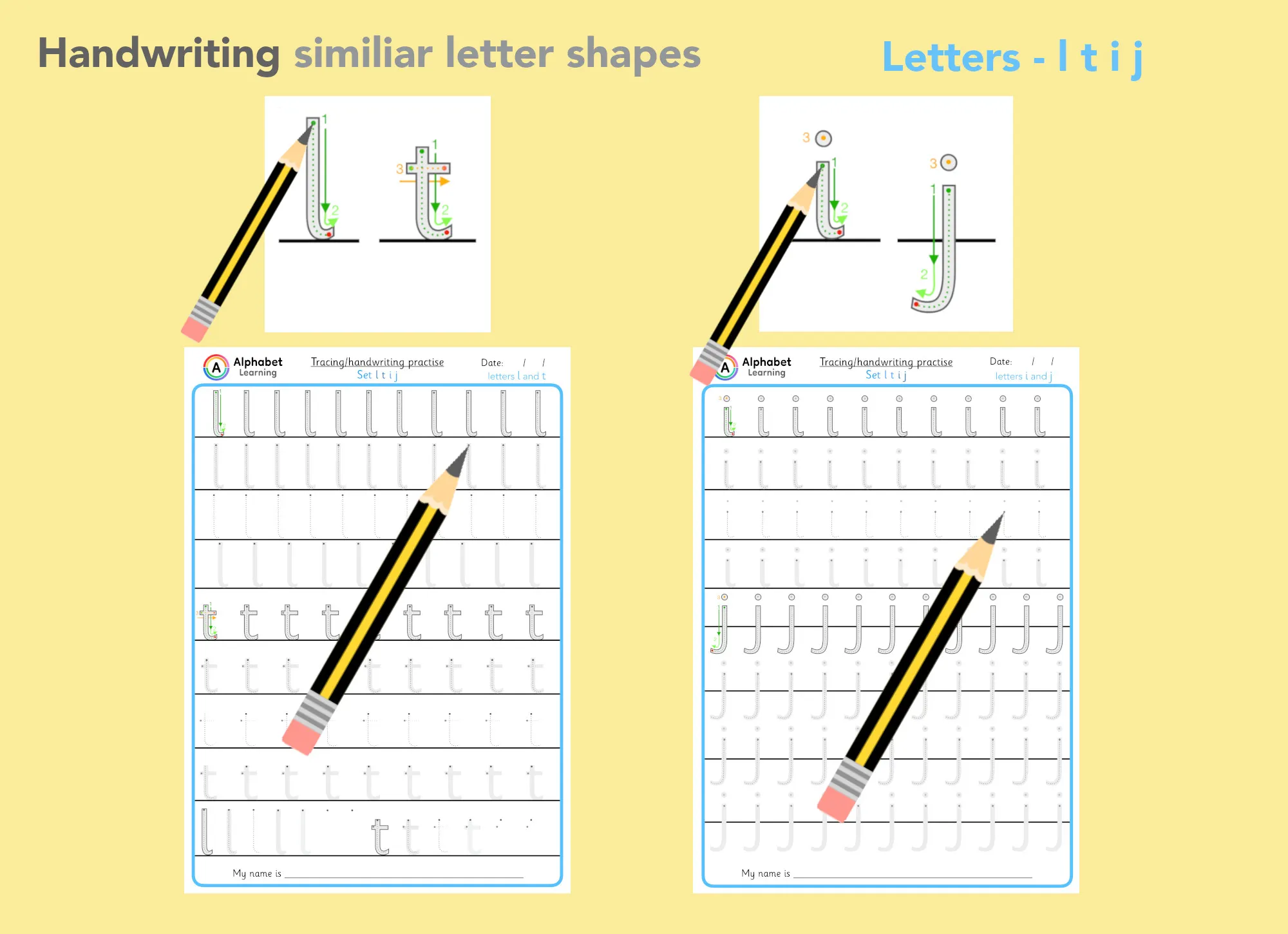 Handwriting similar letters - l t i j main preview