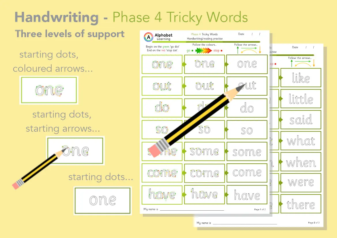Handwriting Phase 4 Tricky Words main preview