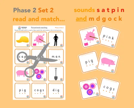 Phase 2 picture word/picture cards to read/match additional preview 2