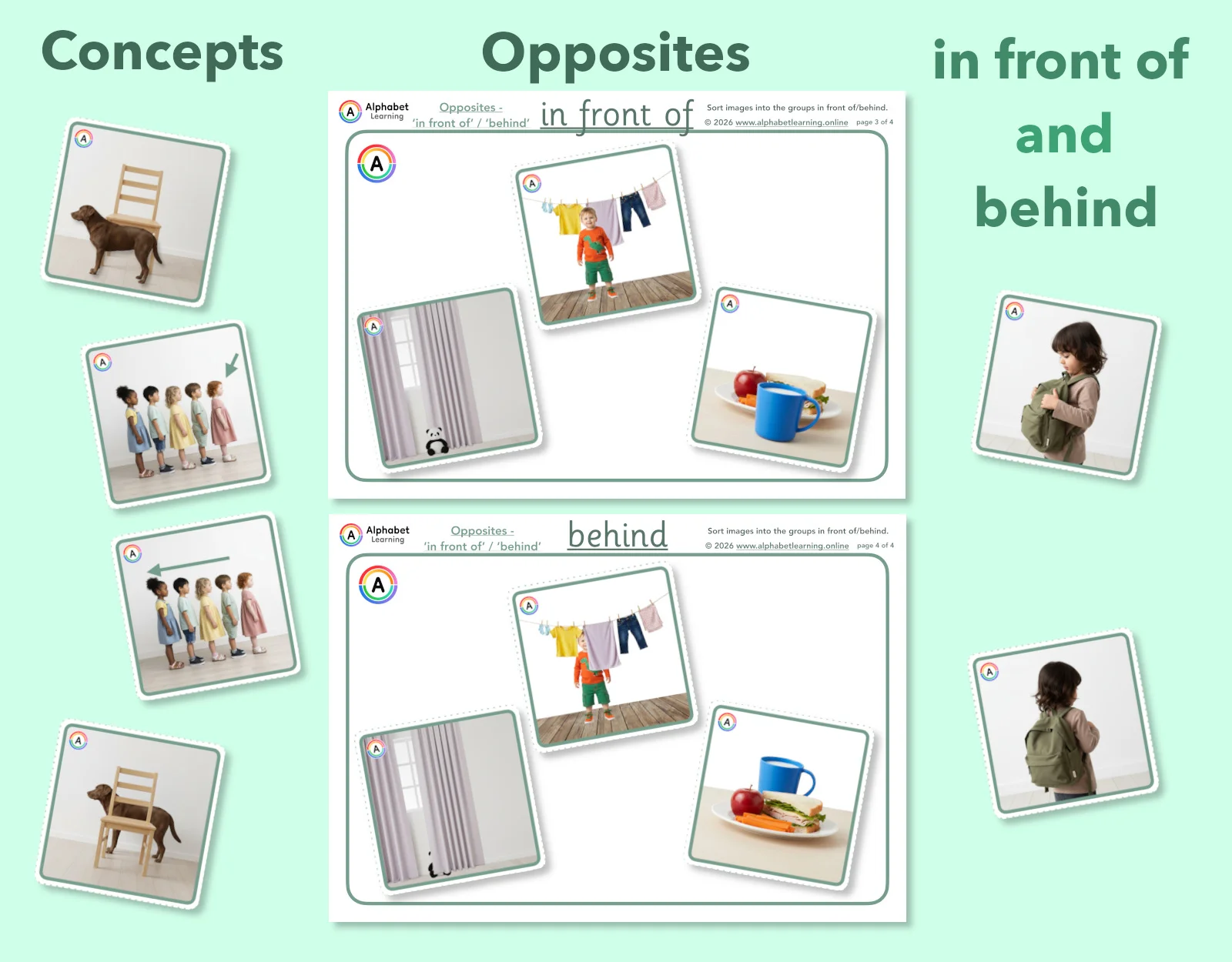 Exploring concepts Opposites In front of and Behind