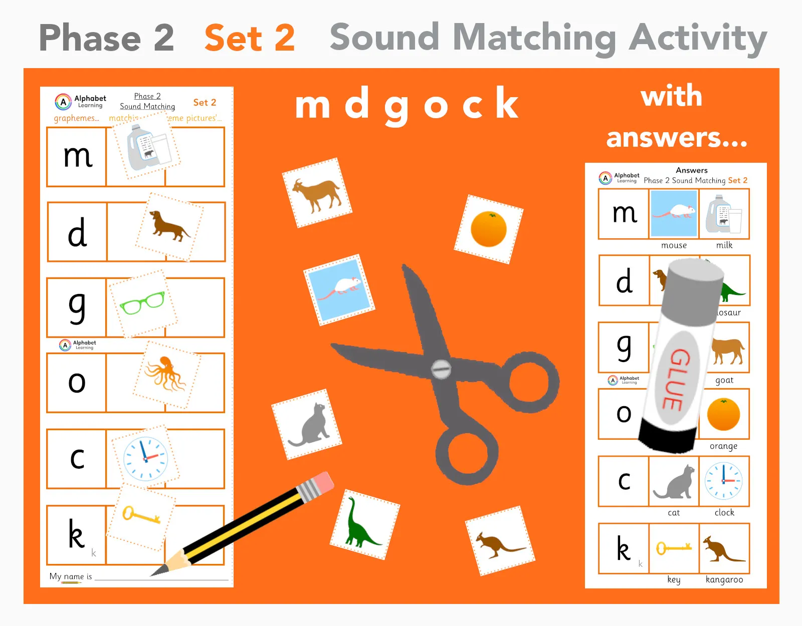 Phase 2 Phonics m d g o c k (set 2 of 4) main preview
