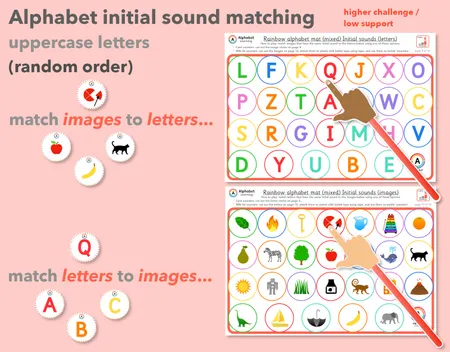 Alphabet Matching Uppercase letters with initial sounds Phonics activity mats additional preview 3