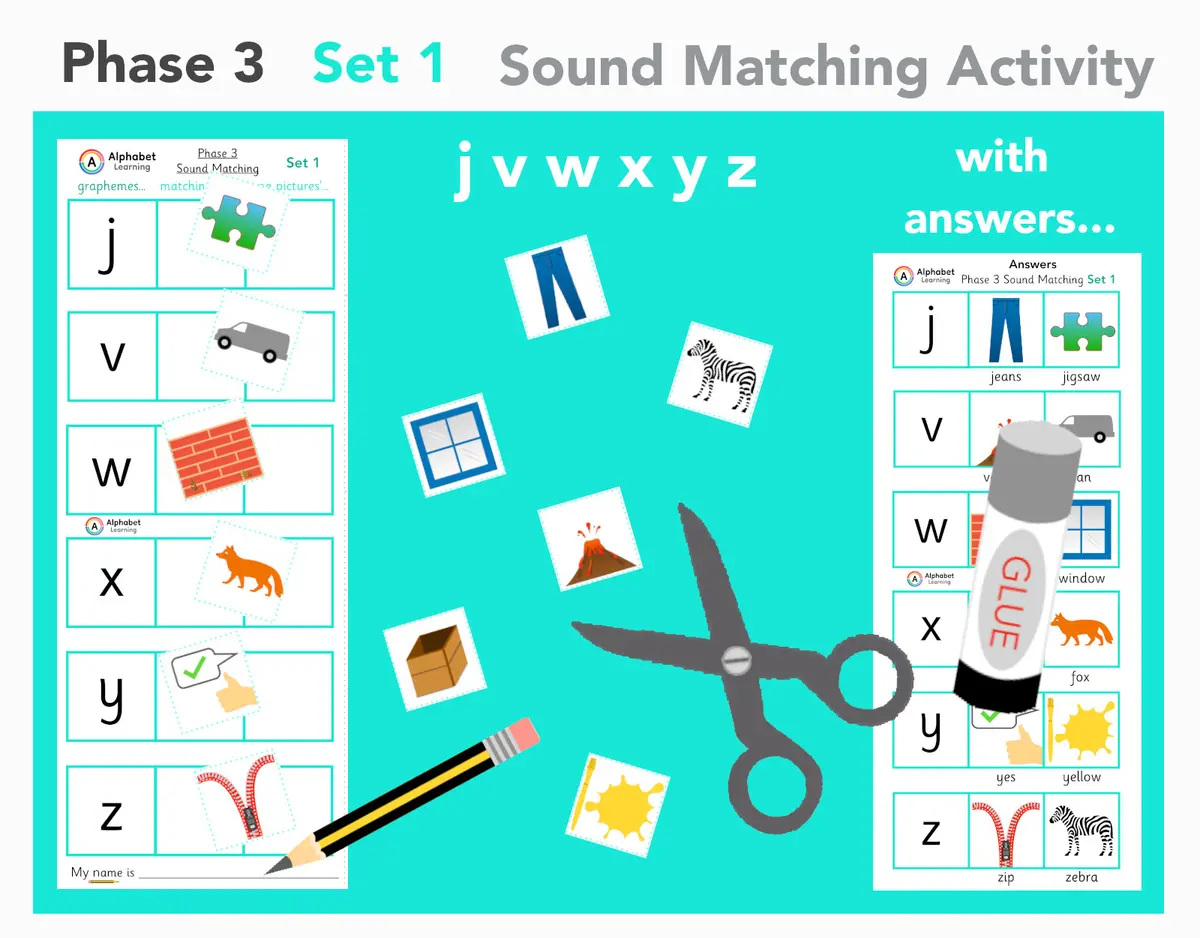 j v w x y z Phase 3 cut, match and stick (Set 1 of 5) main preview