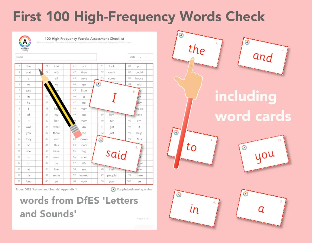 High Frequency Word Assessment Check for reading and spelling (First 100 words) main preview