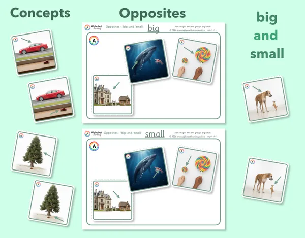 Exploring concepts Opposites Big and small