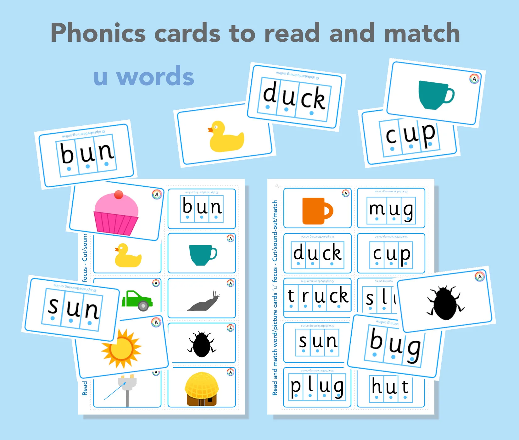 Word/picture cards - Read/match The 'u' sound