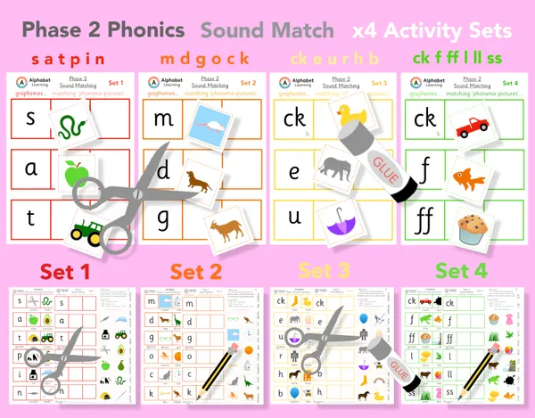 Phase 2 cut, match and stick (Sets 1-4)