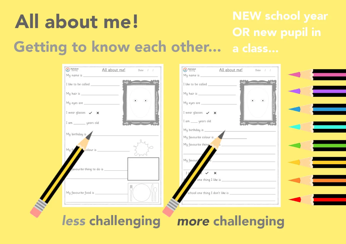 Writing 'All about me' Getting to know you in a new class!