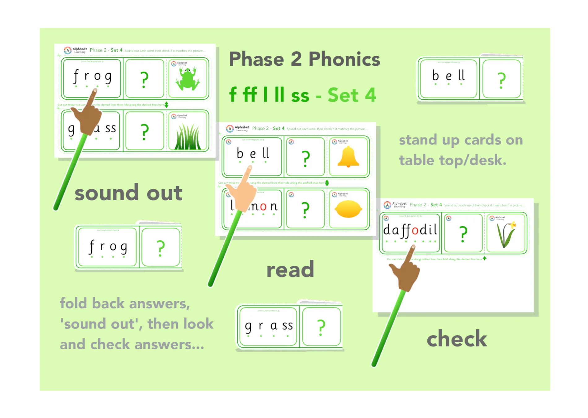 Phase 2 Sound out practise Reading words (Green Set)
