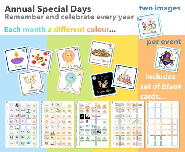 Annual special days and celebrations printable image cards (EYFS and KS1)