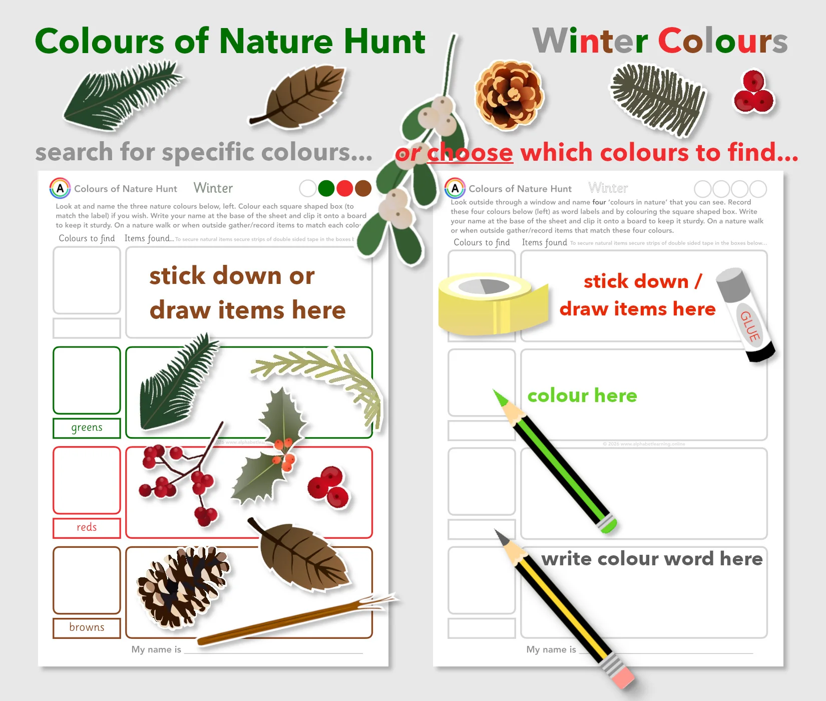 Nature Walk in Winter Colour Scavenger Hunt | EYFS & KS1 Activity