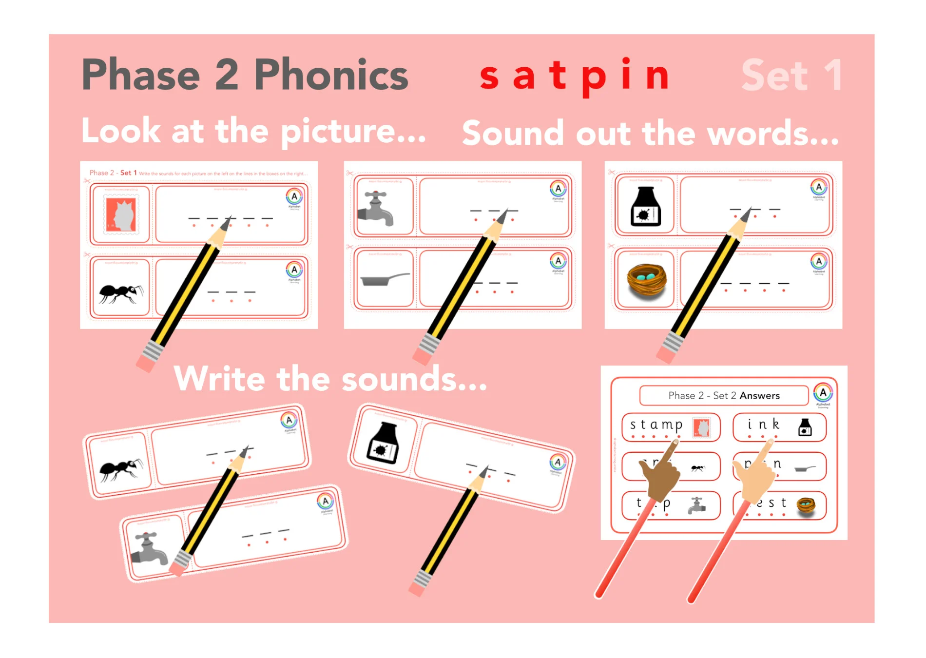 Phase 2 Sound out practise Writing words (Red Set)