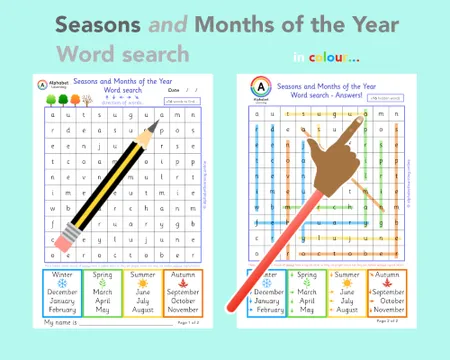 Wordsearch Seasons and Months of the Year additional preview 2