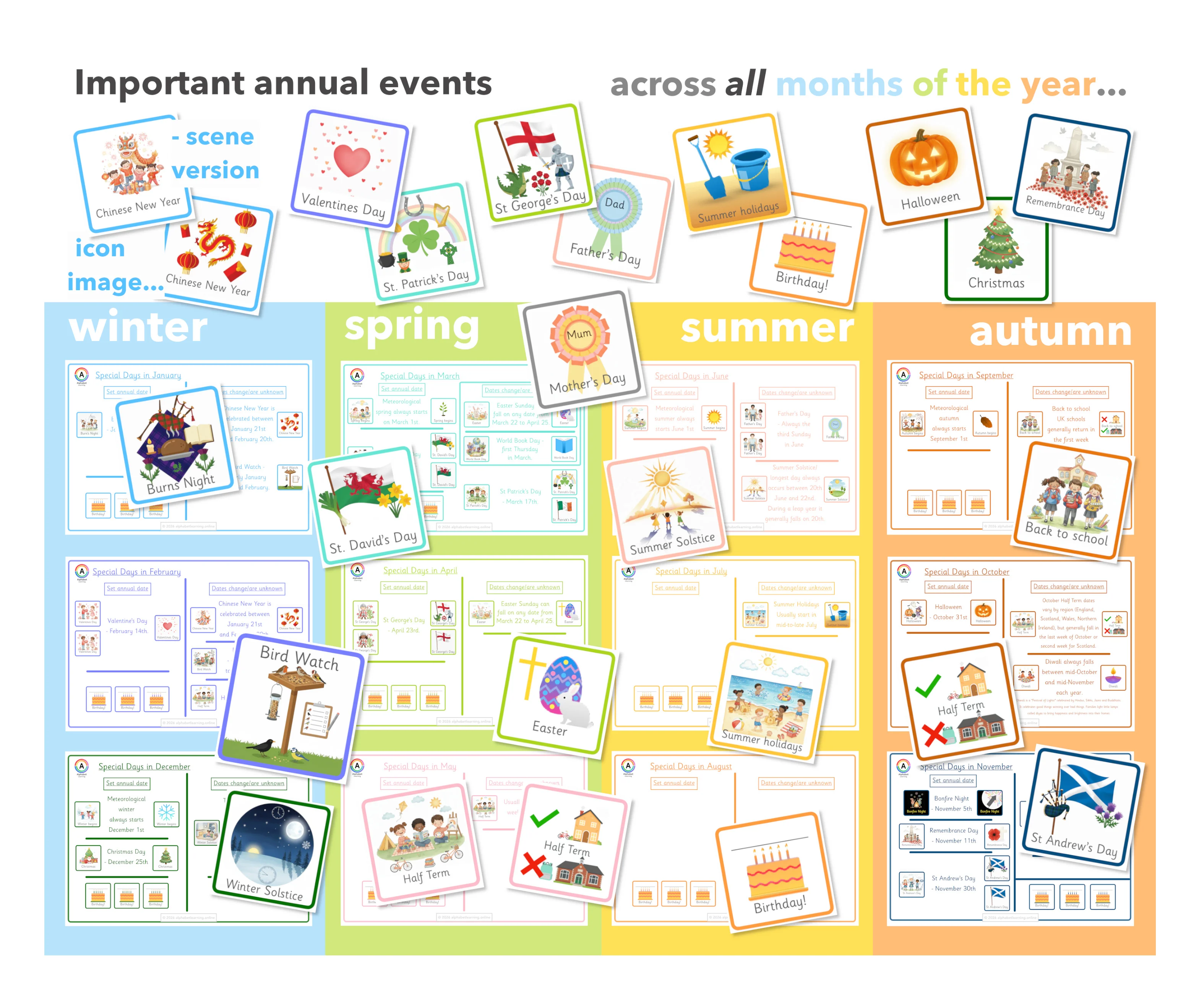 Images of Celebrations and Special Days for Weekly Plans (Annual Set)