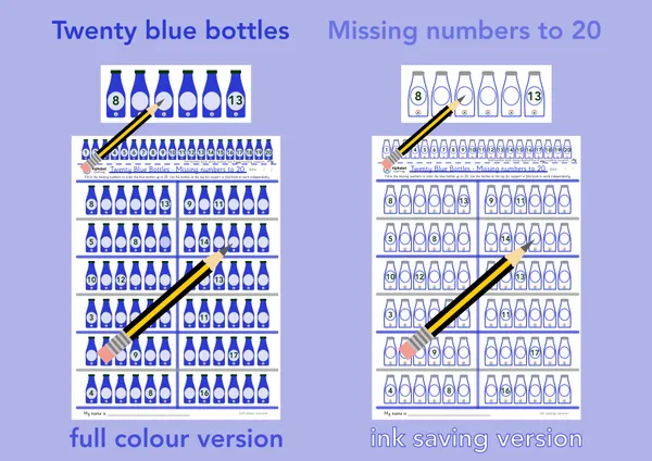 Missing numbers to 20 - Twenty Blue Bottles