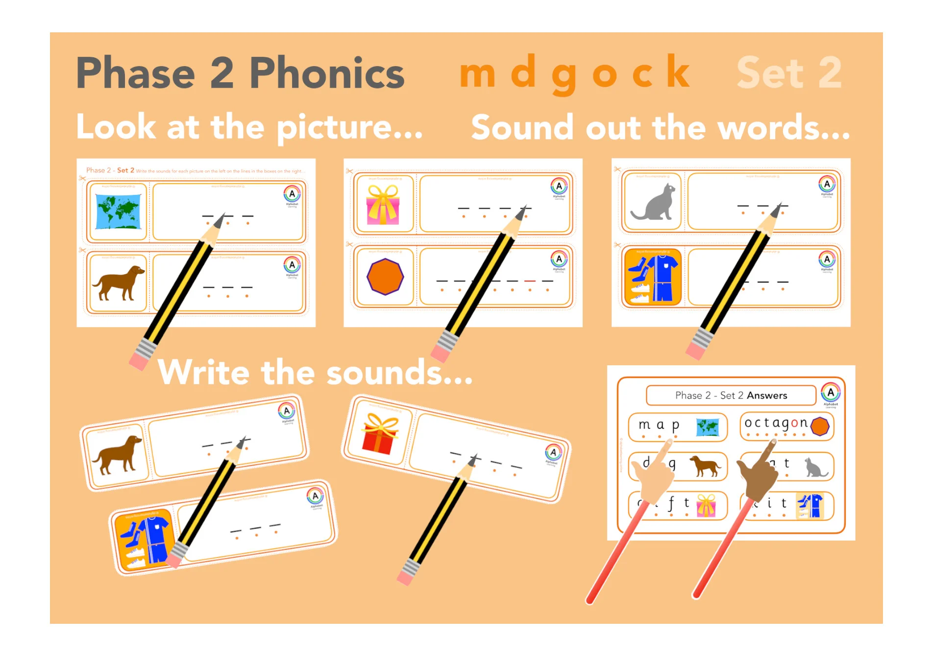 Phase 2 Sound out practise Writing words (Orange Set)