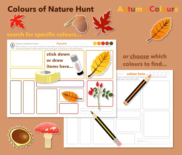 Nature Hunt Autumn Walk Collecting Colours Scavenger Hunt | EYFS & KS1 Activity