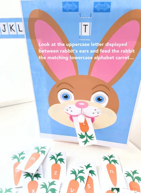 Alphabet matching lower/uppercase letters - Feed rabbit carrots additional preview 2