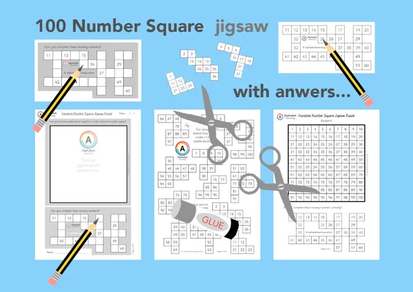 Number Square (to 100) Jigsaw Puzzle Activity