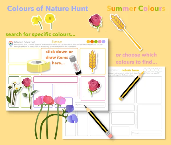 Nature Hunt Summer Walk Collecting Colours Scavenger Hunt | EYFS & KS1 Activity