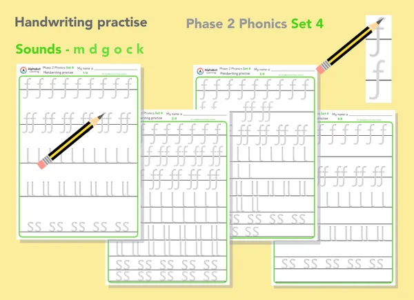 Handwriting Phase 2 Phonics f ff l ll ss (Set 4)